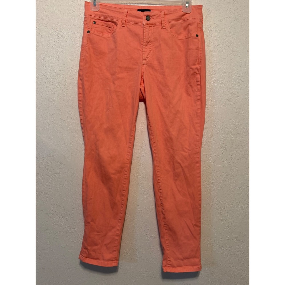 NYDJ Alina Convertible Ankle Jeans Coral Orange Lift Tuck Slim Fit Size 6